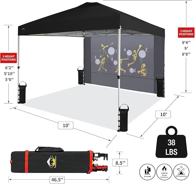 CROWN SHADES 10x10 Pop Up Canopy Tent with Game Netting - Beach Tent with One Push Setup - Outdoor Sun Shade for Events,