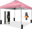 CROWN SHADES Adjustable Height on The Fly, 10x10 Pop Up Canopy - Beach Tent with One Push Setup - Easy Outdoor Sun Shade for