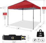 CROWN SHADES 10x10 Pop Up Canopy Tent - Patented Center Lock One Push Instant Outdoor Canopy Beach Tent with STO-N-Go Bag 8