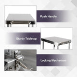 3-Tier Folding Outdoor Grill Cart, 300lbs Load Capaciy Foldable Utility Storage Rolling Kitchen Table with Lockable Wheels,