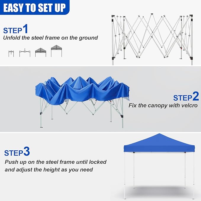 10x10ft Pop Up Canopy Tent,Heavy Duty Waterproof Folding Tent for Camping Parties Events Parties,Outdoor Canopy,Portable Sun