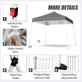 10x10 Pop Up Canopy, 300D Silver Coated Grey Fabric Outdoor Gazebo, Beach Tent Slant Legs with Storage Bag,Easy Up Sun Shade