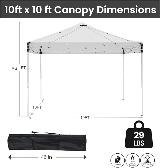 10x10ft Pop Up Canopy Tent,Heavy Duty Waterproof Folding Tent for Camping Parties Events Parties,Outdoor Canopy,Portable Sun