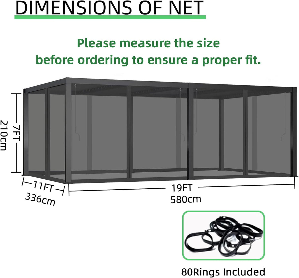 12x20FT Mosquito Netting for Gazebo,Pergola,Pop up Canopy Tent,6-Panel with Zipper for Outdoor Patio,Backyard