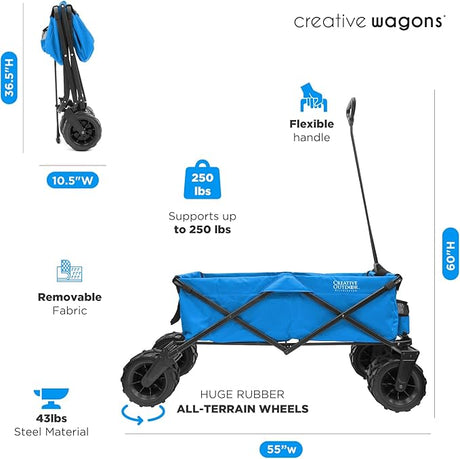Creative Outdoor Push Pull Stroller Wagon for Kids, 250lbs Weight Capacity, XXXL Monster Series, Collapsible Giant