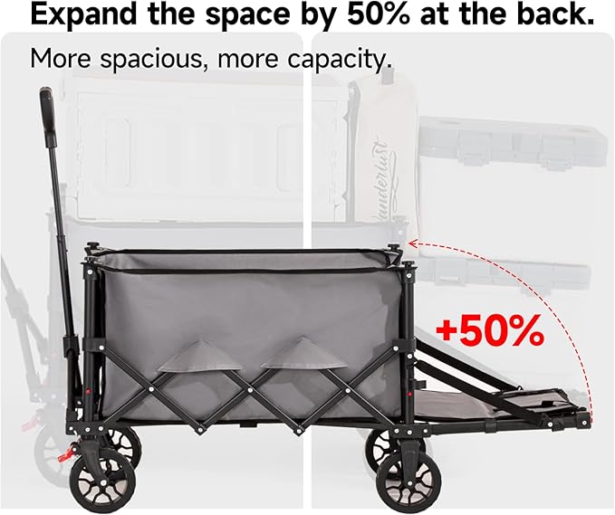 Collapsible Wagon Cart with Wheels Foldable,Folding Beach Wagons Carts Foldable for Grocery Shopping Camping Garden Fishing