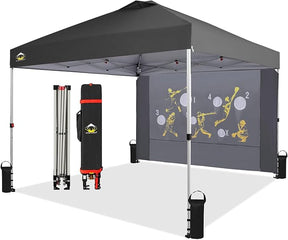 CROWN SHADES 10x10 Pop Up Canopy Tent with Game Netting - Beach Tent with One Push Setup - Outdoor Sun Shade for Events,