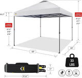 CROWN SHADES 10x10 Pop Up Canopy - Patented Center Lock One Push Instant Outdoor Canopy Beach Tent with STO-N-Go Bag 8