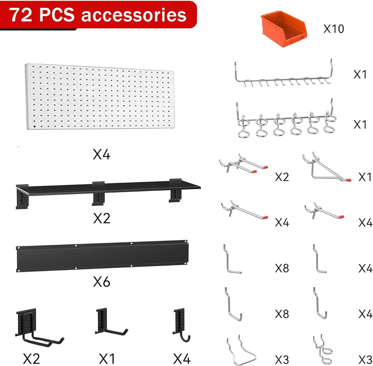 Ultrawall Pegboard Wall Organizer, 48X 36 inch Garage Storage Pegboard with Hooks Storage Bins Tool Board Panel Tool