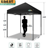 COBIZI 6.6x6.6ft Pop Up Canopy Tent, Heavy Duty Canopy Easy Set up All Weather Waterproof Outdoor Canopy Tent for Parties,