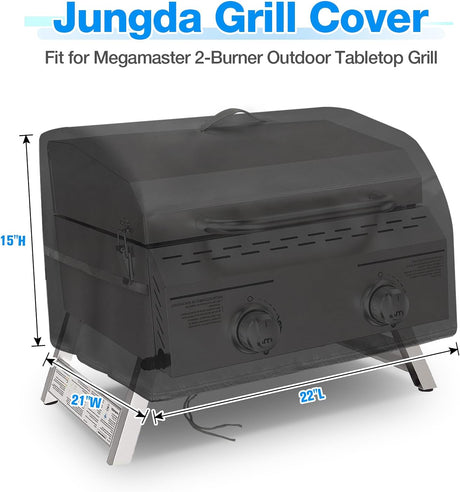 Portable Grill Cover for Megamaster 2-Burner Propane Outdoor Tabletop Grill,Waterproof Small Table Top BBQ Grill Cover,Heavy