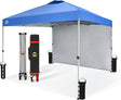 CROWN SHADES 10x10 Pop Up Canopy with 1 Side Wall - Beach Tent with One Push Setup - Outdoor Sun Shade for Events, Parties,