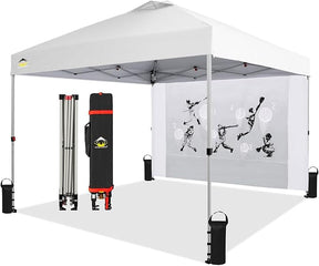 CROWN SHADES 10x10 Pop Up Canopy Tent with Game Netting - Beach Tent with One Push Setup - Outdoor Sun Shade for Events,