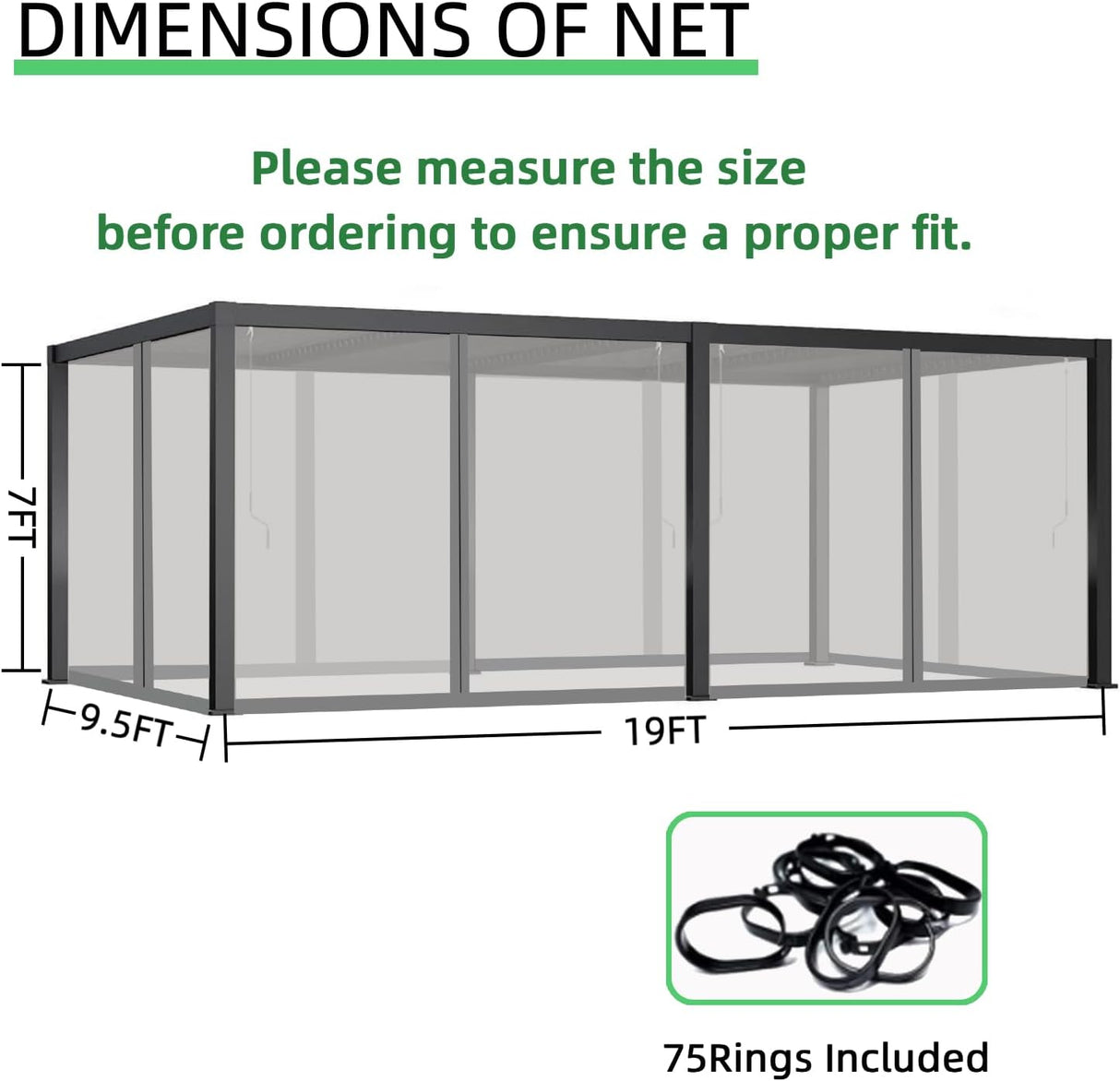 10x20 FT Mosquito Netting for Gazebo,Pergola,Pop up Canopy Tent,4-Panel with Zipper for Outdoor Patio,Backyard