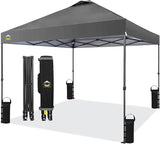 CROWN SHADES 10x10 Pop Up Canopy Tent - Patented Center Lock One Push Instant Outdoor Canopy Beach Tent with STO-N-Go Bag 8