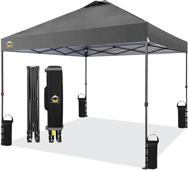 CROWN SHADES 10x10 Pop Up Canopy Tent - Patented Center Lock One Push Instant Outdoor Canopy Beach Tent with STO-N-Go Bag 8
