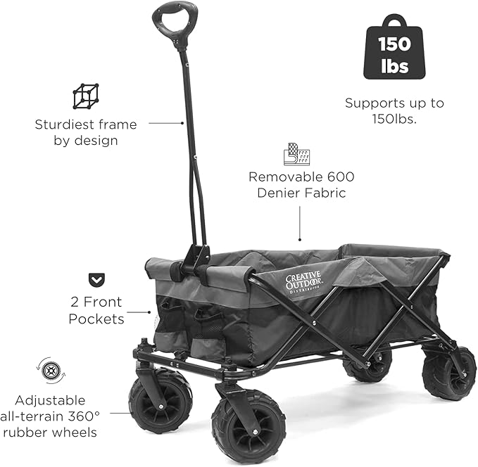 Creative Outdoor Original Folding Wagon All-Terrain Wheels, alternate view 2