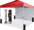 CROWN SHADES 10x10 Pop Up Canopy with 1 Side Wall - Beach Tent with One Push Setup - Outdoor Sun Shade for Events, Parties,