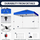 Shades 10x10 Pop Up Canopy with One Push Setup,Heavy Duty Beach Tent with Wheels for Easy Moving, Sun Shelter for