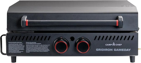Gridiron Gameday 24" Flat Top Grill - Portable Tabletop Griddle with Hinged Lid, 24,000 BTUs, Flamethrower Ignition, Dual