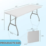 6ft Folding Table, Outdoor Foldable Table with HDPE Tabletop, Safety Locks, Easy to Carry and Store, No-Assembly Camping