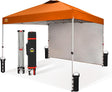 CROWN SHADES 10x10 Pop Up Canopy with 1 Side Wall - Beach Tent with One Push Setup - Outdoor Sun Shade for Events, Parties,