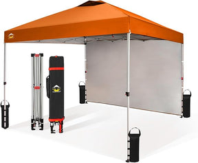 CROWN SHADES 10x10 Pop Up Canopy with 1 Side Wall - Beach Tent with One Push Setup - Outdoor Sun Shade for Events, Parties,