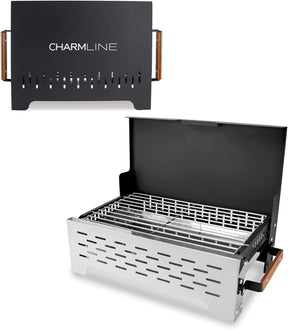 Charmline 19x13in Foldable Portable Grill Charcoal, Compact Grills for Outdoor Use, Desktop Charcoal Grill for Indoor Use,
