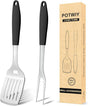 Grill Tools BBQ Accessories Set of 2, 15.8'' Heavy Duty Stainless Steel Grill Utensils with Grill Spatula and Fork, Full