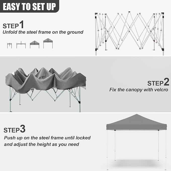 10x10ft Pop Up Canopy Tent,Heavy Duty Waterproof Folding Tent for Camping Parties Events Parties,Outdoor Canopy,Portable Sun