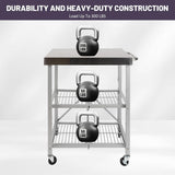 3-Tier Folding Outdoor Grill Cart, 300lbs Load Capaciy Foldable Utility Storage Rolling Kitchen Table with Lockable Wheels,