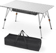 Athena Collection Foldable Camping Table, 47" Aluminum Outdoor Folding Camp Table with Mesh Layer Telescopic Legs and Carry
