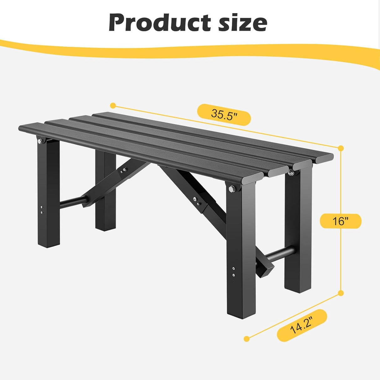 TECSPACE 2-Person Instant Folding Bench, 330 LBS Capacity Lightweight Aluminum Foldable Bench, No Assembly Required, Sets Up