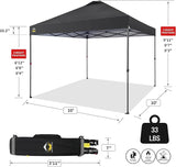 CROWN SHADES 10x10 Pop Up Canopy Tent - Patented Center Lock One Push Instant Outdoor Canopy Beach Tent with STO-N-Go Bag 8