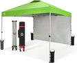 CROWN SHADES 10x10 Pop Up Canopy with 1 Side Wall - Beach Tent with One Push Setup - Outdoor Sun Shade for Events, Parties,