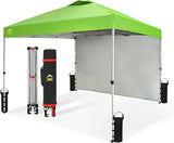 CROWN SHADES 10x10 Pop Up Canopy with 1 Side Wall - Beach Tent with One Push Setup - Outdoor Sun Shade for Events, Parties,