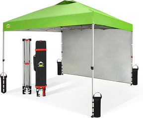 CROWN SHADES 10x10 Pop Up Canopy with 1 Side Wall - Beach Tent with One Push Setup - Outdoor Sun Shade for Events, Parties,