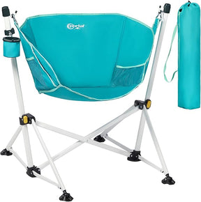 Portal Hammock Camping Chair Folding Rocking Chair Portable Swinging Chair with Cup Holder for Outdoor Lawn Backyard Patio