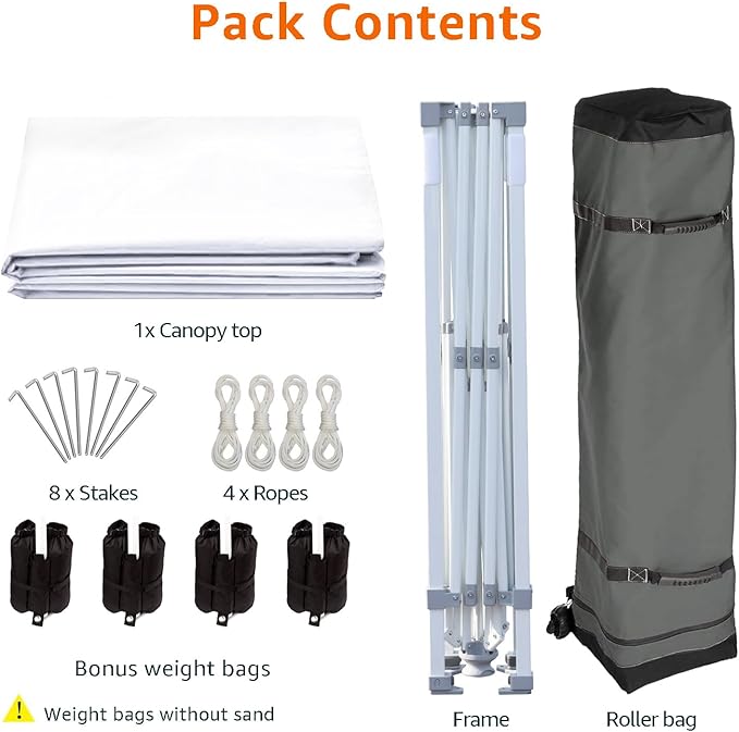 Amazon Basics Outdoor Pop Up 10 x 10 Canopy Tent for Events, Portable with Easy Setup, One-Push, Includes Wheeled Carry Bag,