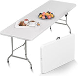 HLPB Folding Table Picnic Table, 8 ft Portable Camping Table with Handle and Safety Locks, Foldable Table Plastic Dining