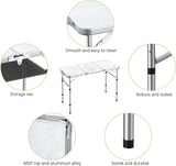 Folding Camping Table with Storage Net, 3ft Camping Table Aluminum Folding Table with 3 Adjustable Height Max 27.1 Inch,