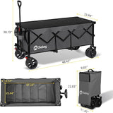 Sekey 48''L Collapsible Foldable Extended Wagon with 440lbs Weight Capacity, Heavy Duty 300L Folding Utility Garden Cart