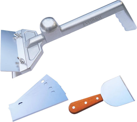 Heavy Duty Grill Scraper Commercial Griddle Scraper Set with 5 Blades, Casting Aluminum Flat Top Grill Scrapers with Small