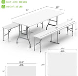 HLPB Folding Table Picnic Table Set, 6 ft Camping Table with 2 Benches, Outdoor Indoor Portable Folding Furniture for