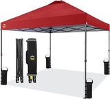 CROWN SHADES 10x10 Pop Up Canopy Tent - Patented Center Lock One Push Instant Outdoor Canopy Beach Tent with STO-N-Go Bag 8