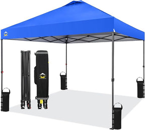 CROWN SHADES 10x10 Pop Up Canopy Tent - Patented Center Lock One Push Instant Outdoor Canopy Beach Tent with STO-N-Go Bag 8