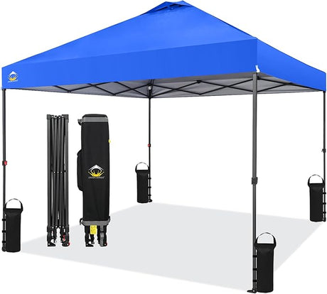CROWN SHADES 10x10 Pop Up Canopy Tent - Patented Center Lock One Push Instant Outdoor Canopy Beach Tent with STO-N-Go Bag 8