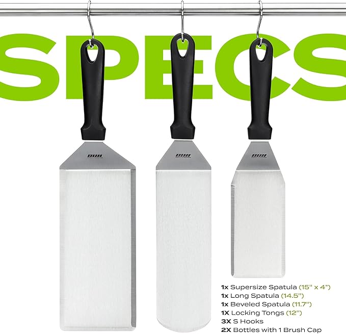 Griddle Accessories Kit for Blackstone and Camp Chef - 6 Pieces Griddle Spatula Set with 4x8 Inches Supersize Griddle