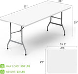 HLPB Folding Table Picnic Table 2 Pcs, 6 ft Portable Camping Table with Handle and Safety Locks, Foldable Table Plastic