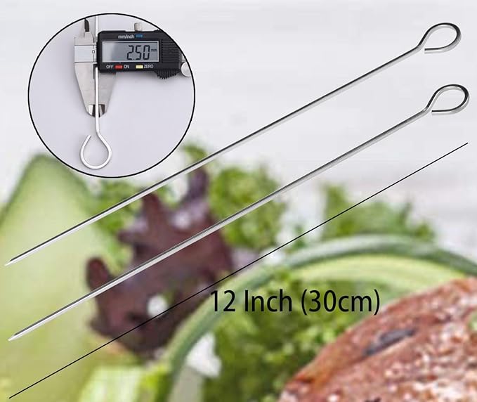 12 inch Barbecue Skewers Metal BBQ Sticks,12Pack Stainless Steel Square Skewer,Kebob,kabob Sets for Grill Outings Cooking